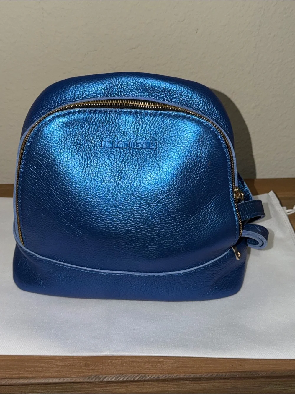 NWT Portland Leather convertible backpack Rue Comet Blue Metallic